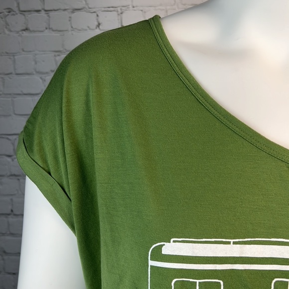 Style & Co Olive Green Let’s Get Lost Graphic Camping Shirt Top Plus Size 1X - Picture 5 of 6